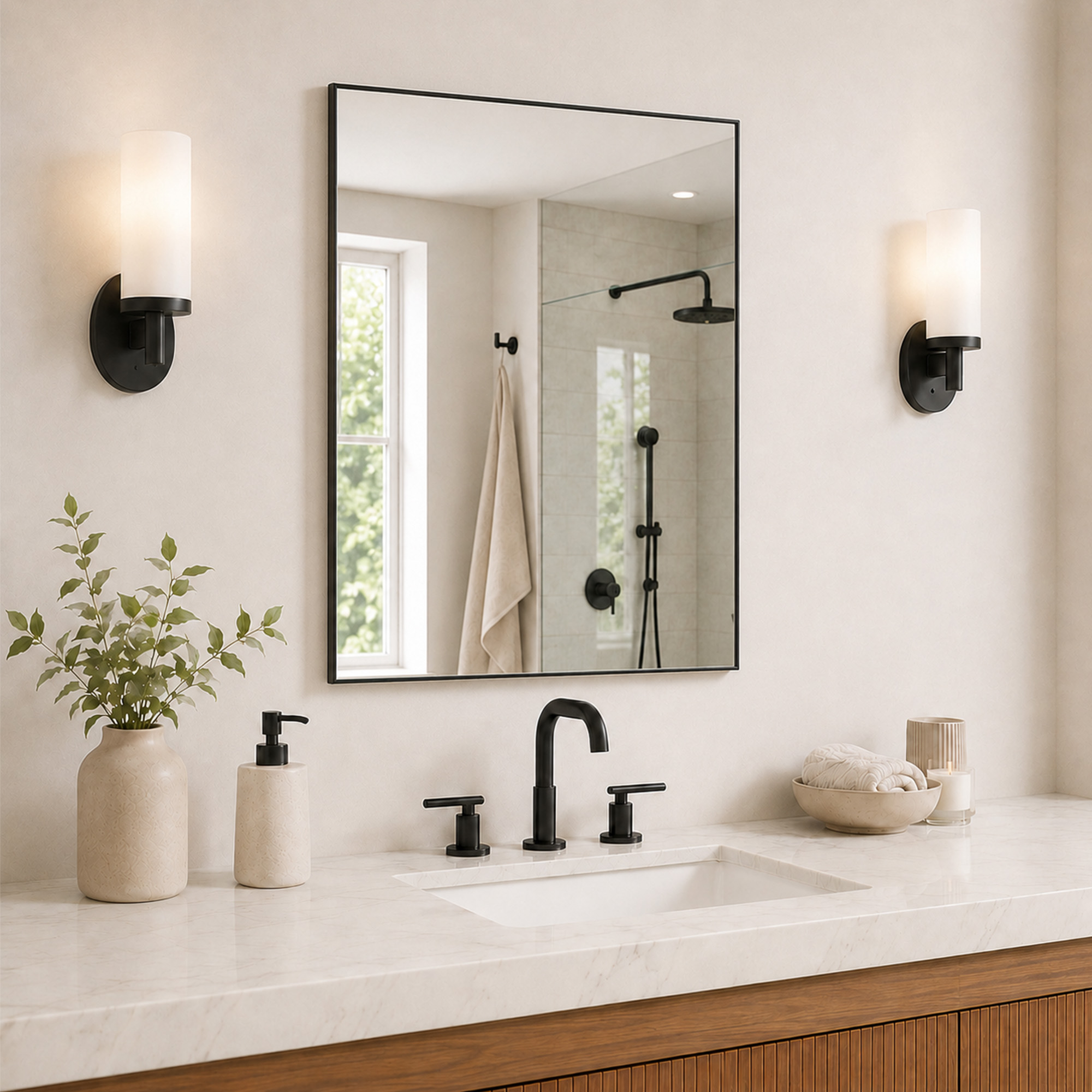 ZL Series Rectangular Framed Wall Bathroom Vanity Mirror